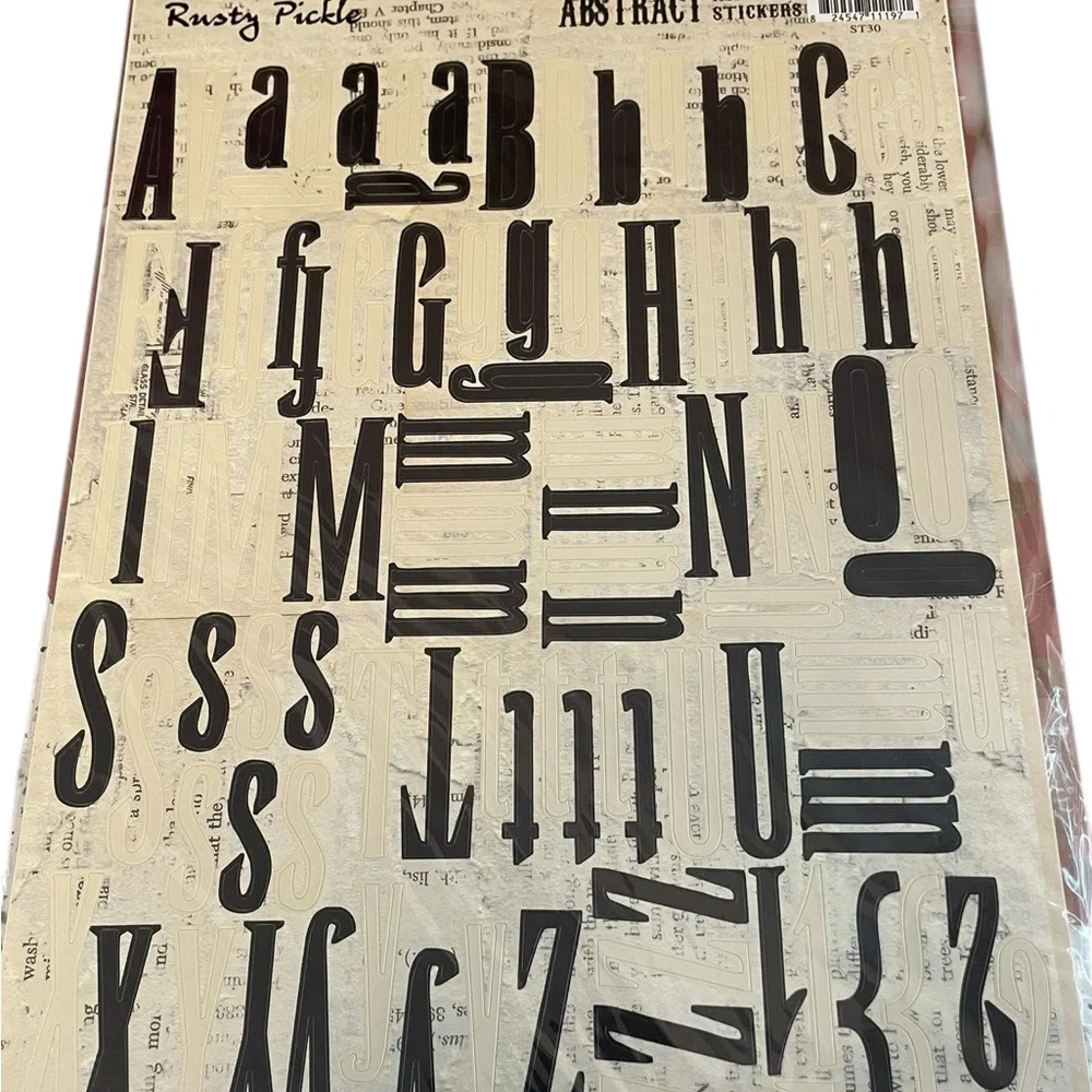 Rusty Pickle Alphabet Stickers Lot‎ Scrapbook Craft Letters Vintage Style Fonts